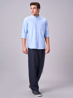 Men’s Cotton Regular Fit Full Sleeve Shirt Sky