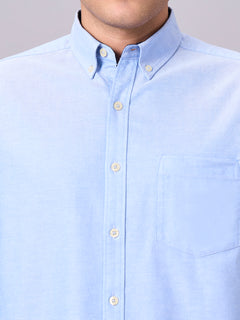 Men’s Cotton Regular Fit Full Sleeve Shirt Sky