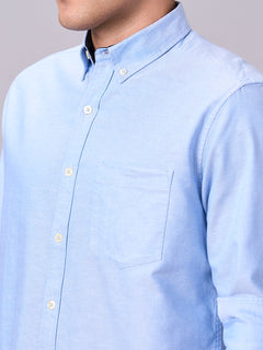 Men’s Cotton Regular Fit Full Sleeve Shirt Sky