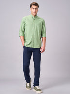 Men's Green 100% Cotton Regular Fit Shirt