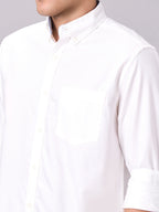 Men's White 100% Cotton Regular Fit Shirt