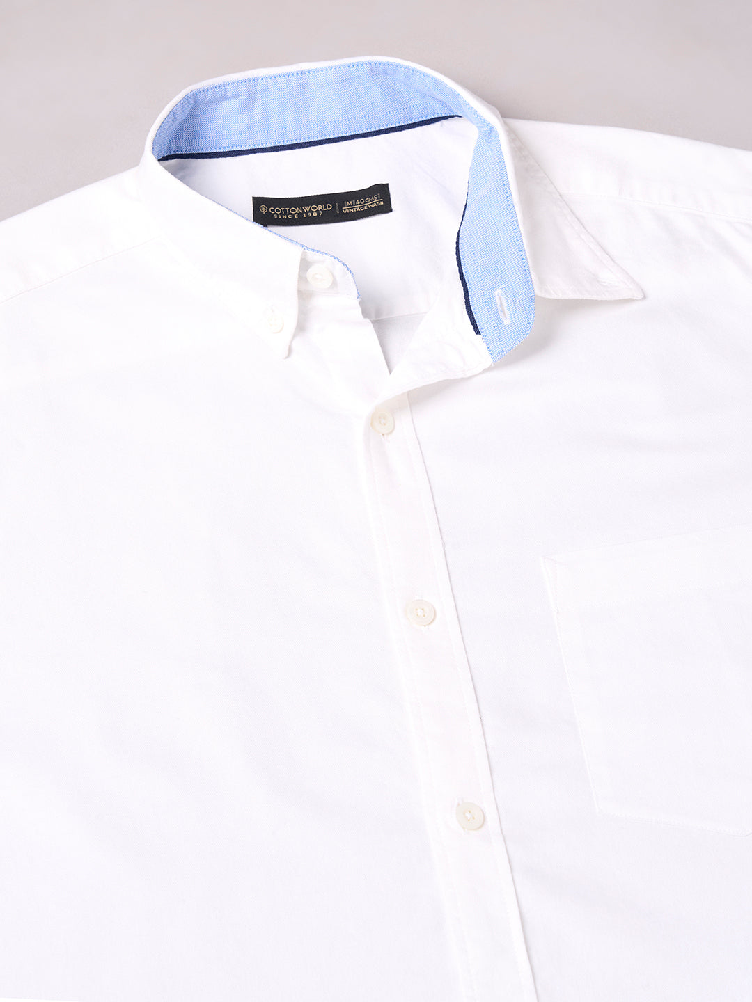 Men's White 100% Cotton Regular Fit Shirt