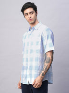 Men's Blue Cotton Lycra Regular Fit Shirt