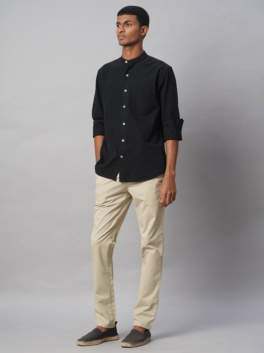 Men's Black 100% Cotton Regular Fit Shirt