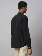Men's Black 100% Cotton Regular Fit Shirt