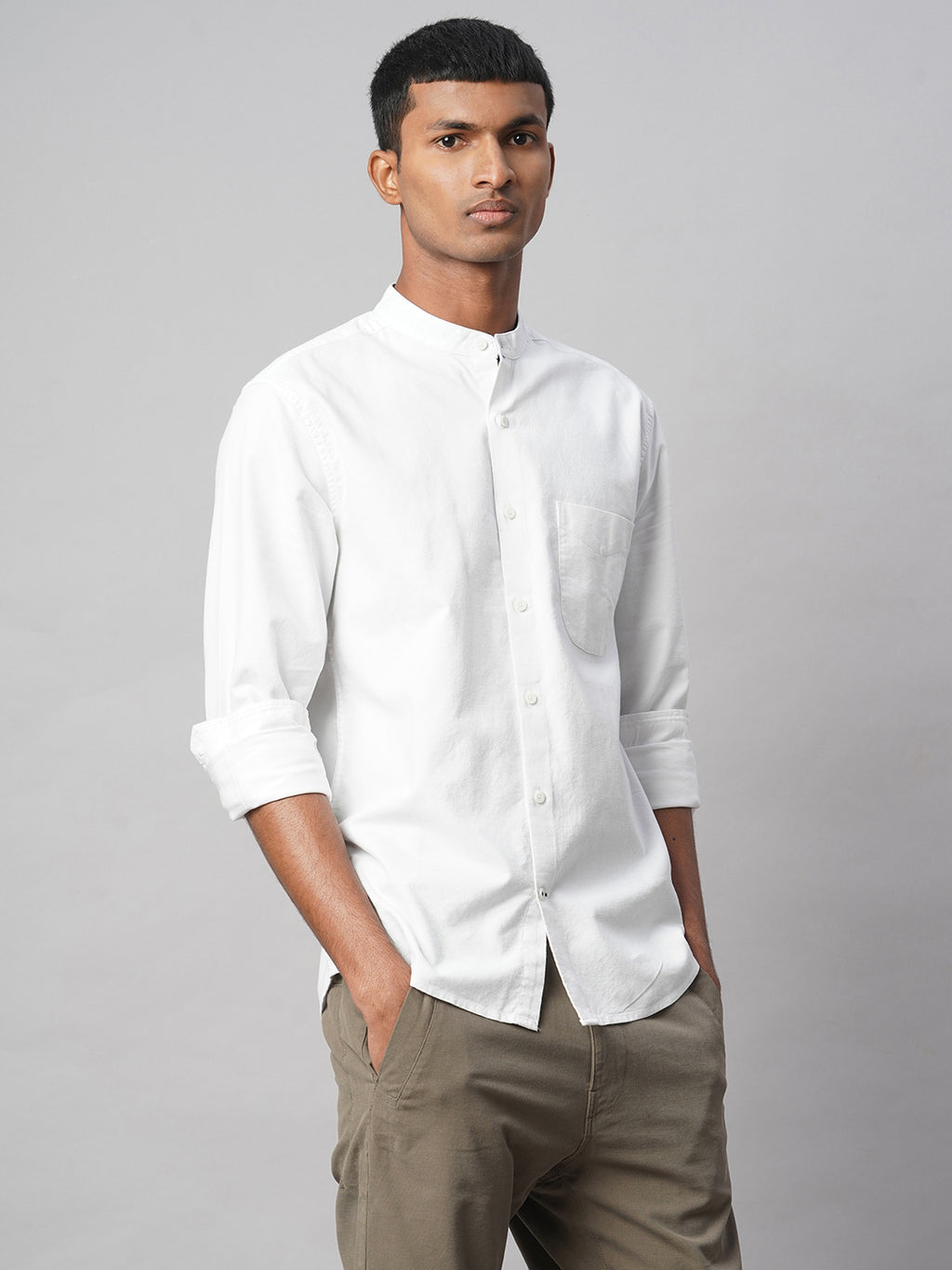 Men's White 100% Cotton Regular Fit Shirt