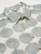 Men's Cotton Hand Block Printed Regular Fit Grey Shirt