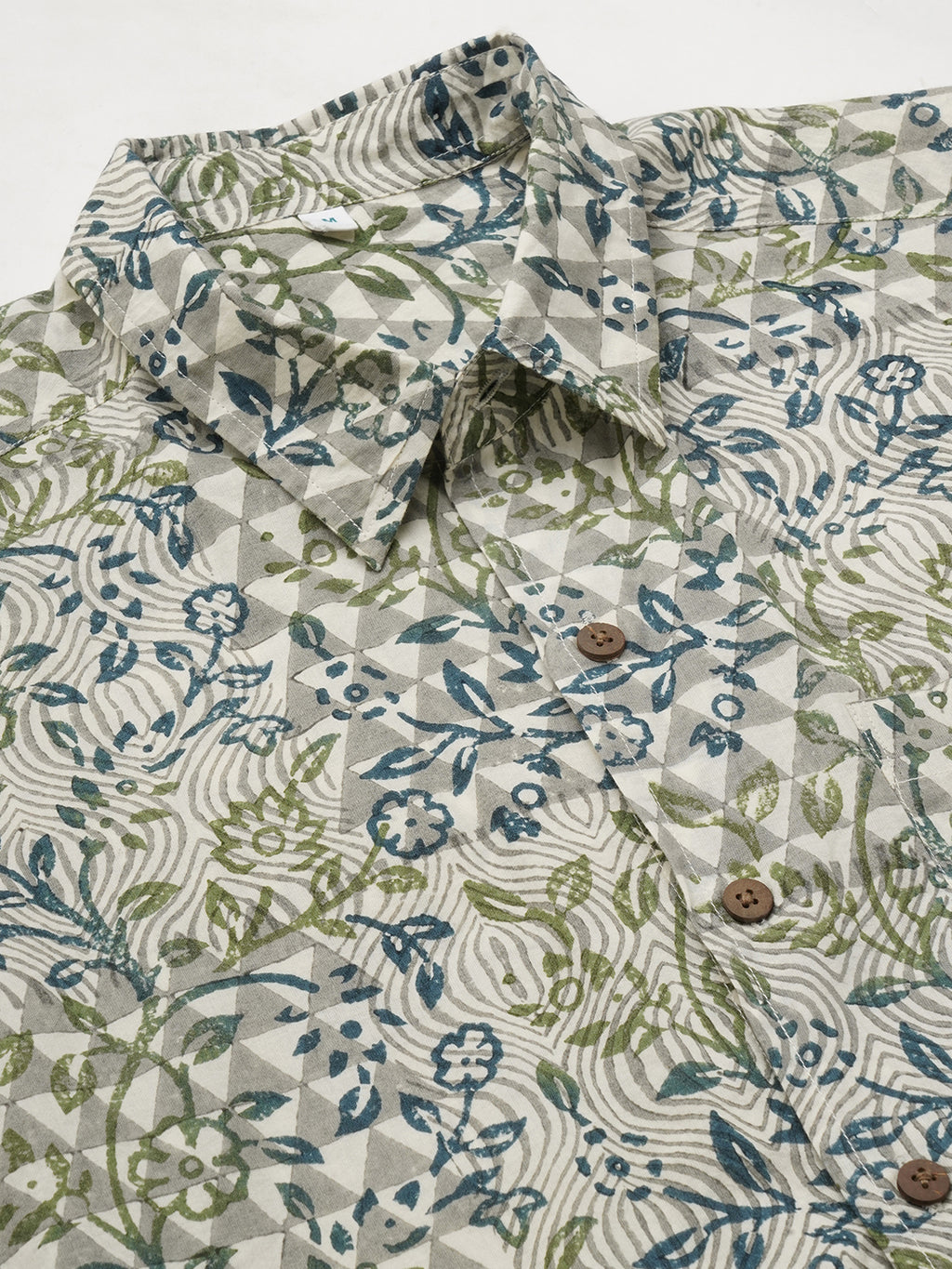 Men's Cotton Hand Block Printed Regular Fit Multi Shirt