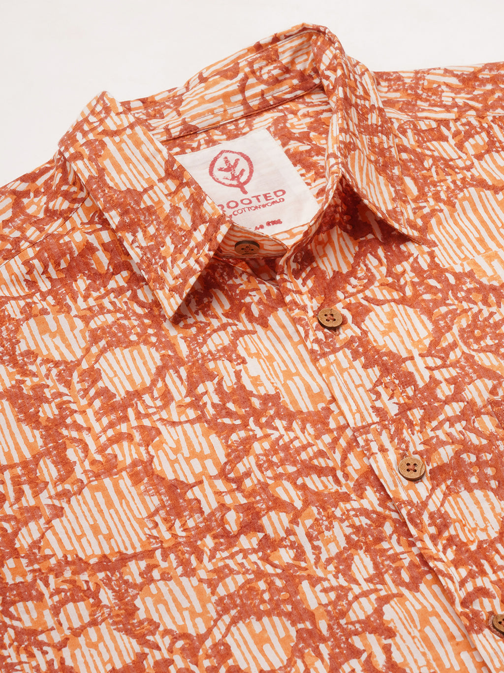 Men's Cotton Hand Block Printed Regular Fit Brown Shirt