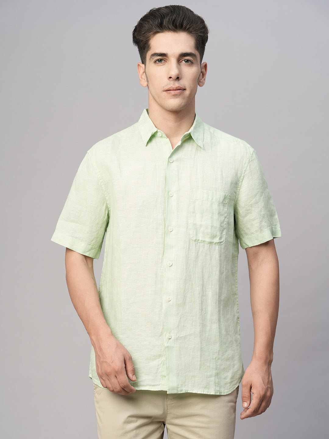 Men's Mint 100% Linen Regular Fit Shirt