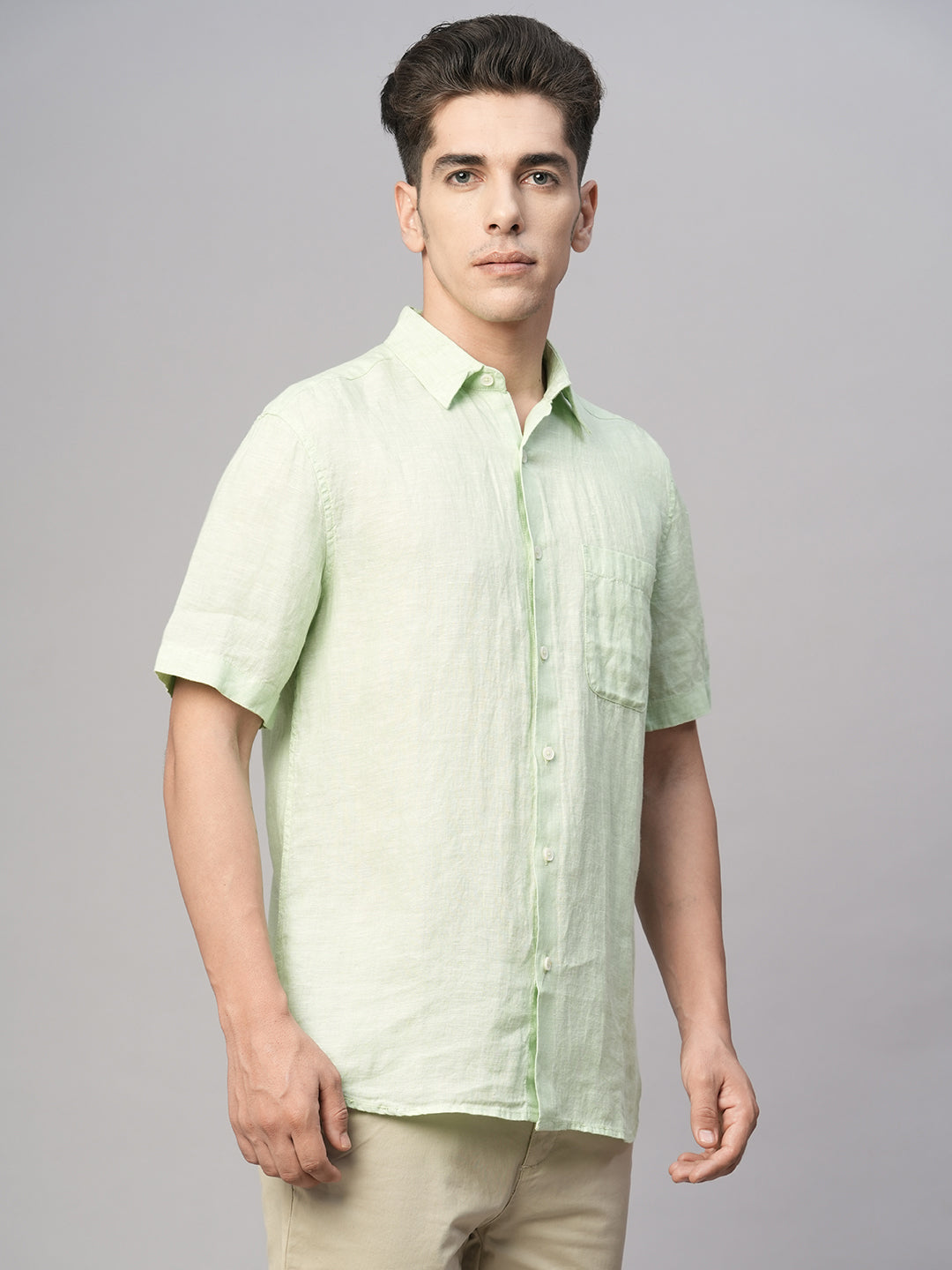Men's Mint 100% Linen Regular Fit Shirt