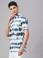 Men's White/Navy 100% Cotton Regular Fit Shirt