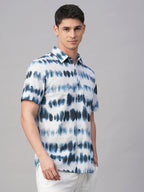 Men's White/Navy 100% Cotton Regular Fit Shirt