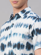 Men's White/Navy 100% Cotton Regular Fit Shirt