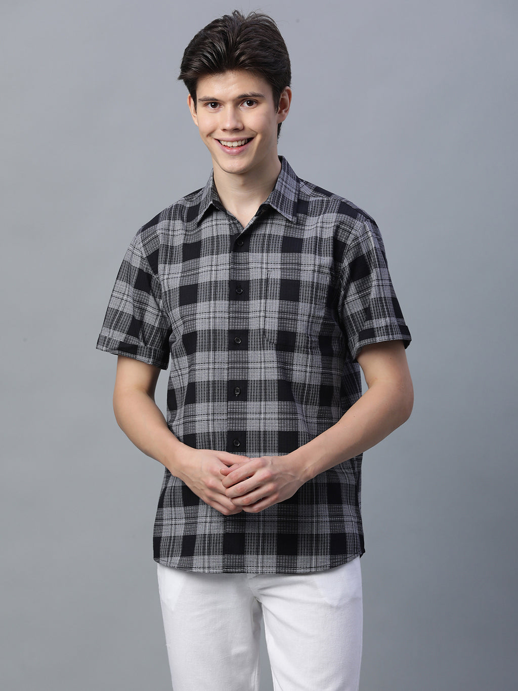 Men's Black 100% Cotton Regular Fit Shirt