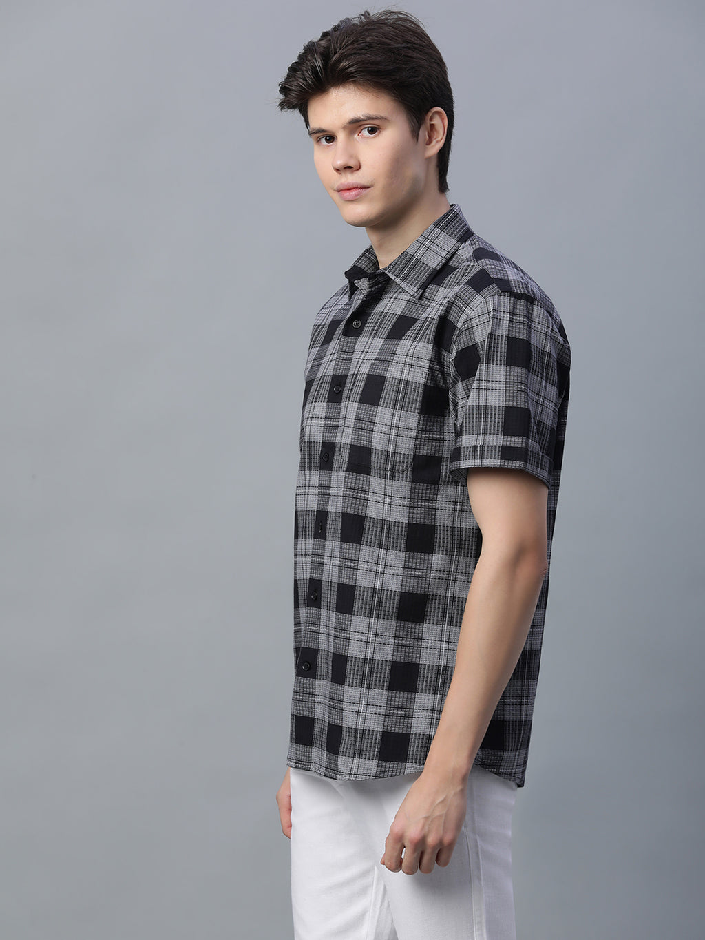 Men's Black 100% Cotton Regular Fit Shirt