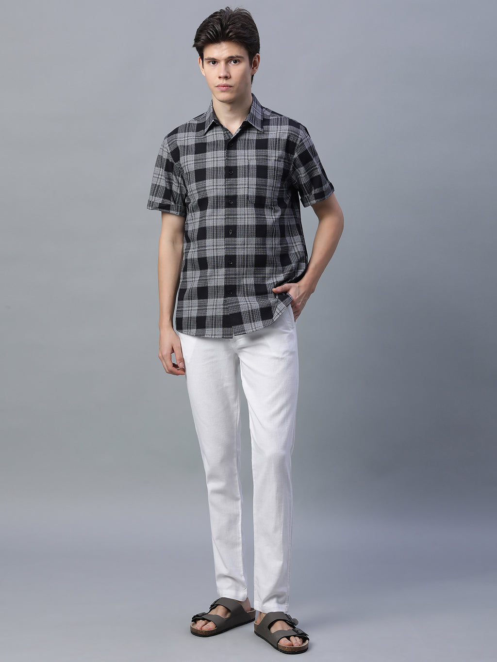 Men's Black 100% Cotton Regular Fit Shirt