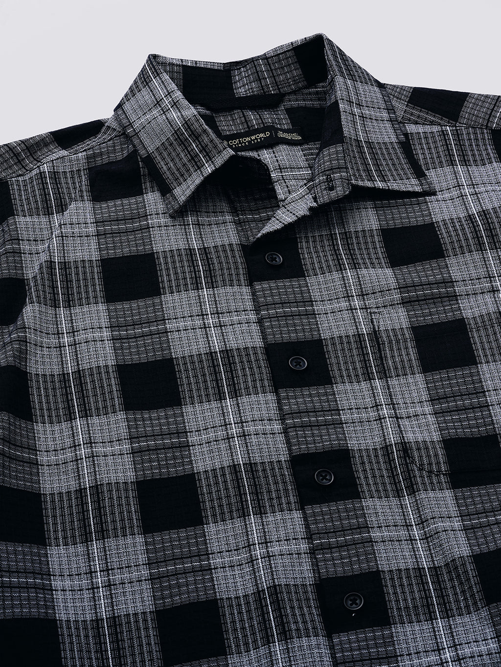 Men's Black 100% Cotton Regular Fit Shirt