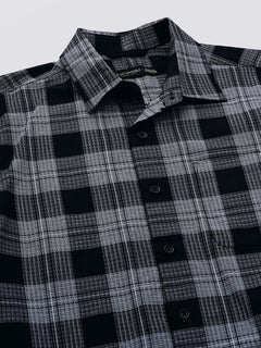 Men's 100% Cotton Checked Short Sleeve Shirt Black