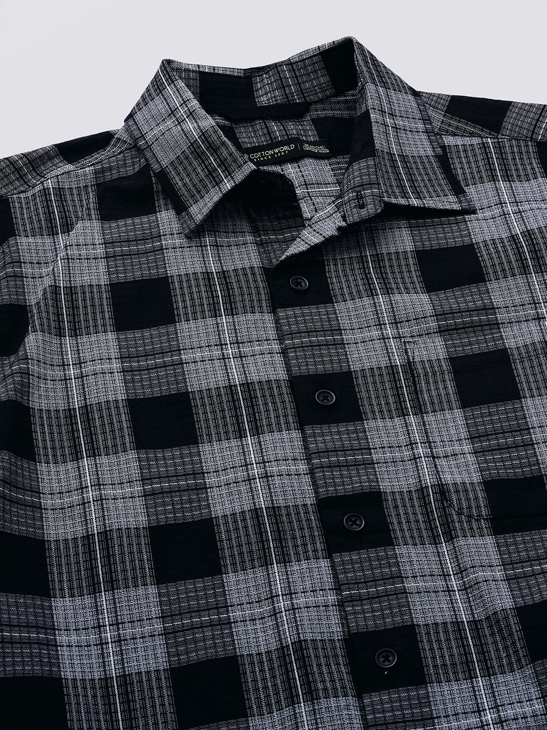 Men's Black 100% Cotton Regular Fit Shirt