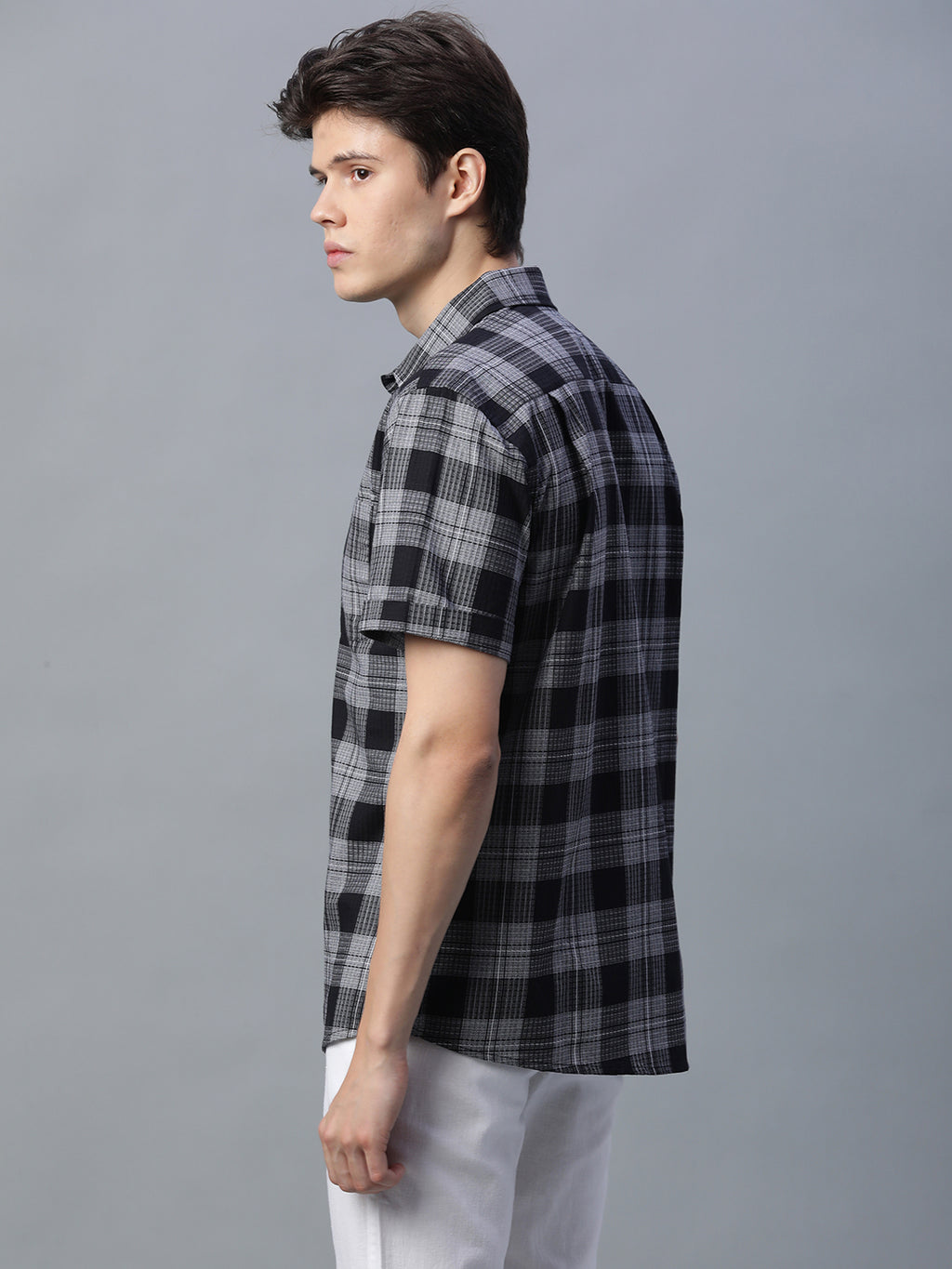 Men's Black 100% Cotton Regular Fit Shirt