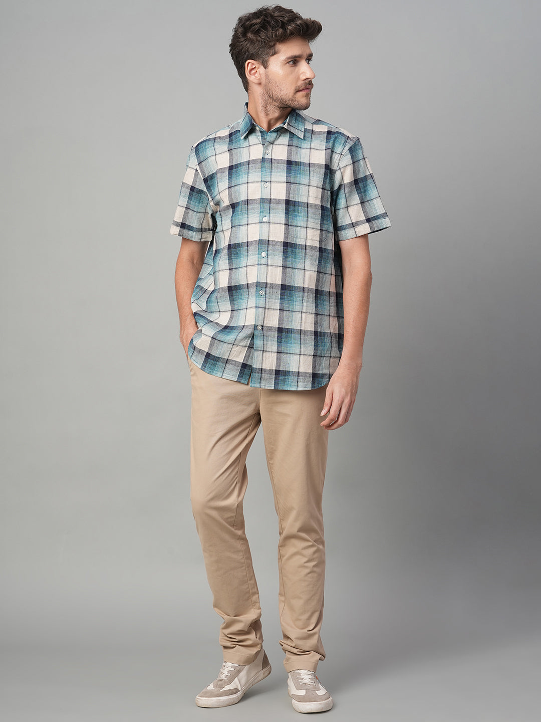 Men's Natural Cotton Linen Regular Fit Shirt