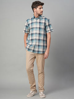 Men’s Cotton Linen Regular Fit Stripe Shirt Natural