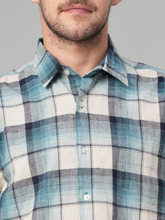 Men’s Cotton Linen Regular Fit Stripe Shirt Natural