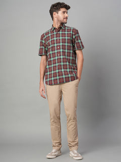 Men’s Cotton Linen Regular Fit Shirt Red
