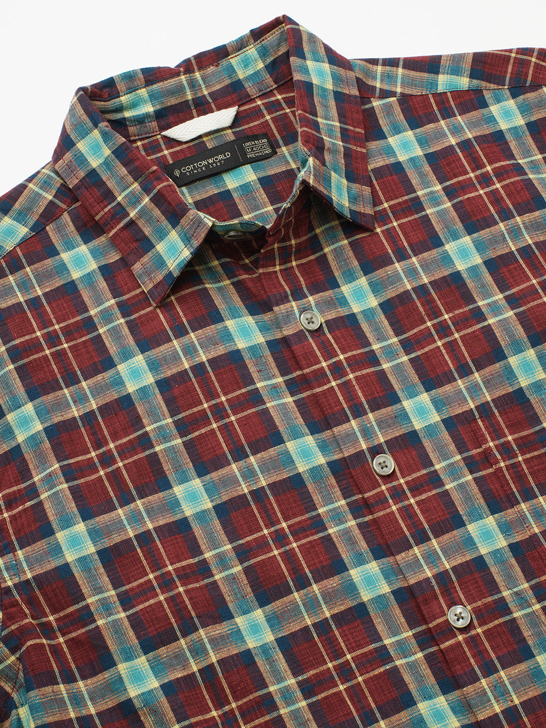 Men's Cotton Linen Regular Fit Shirt Red