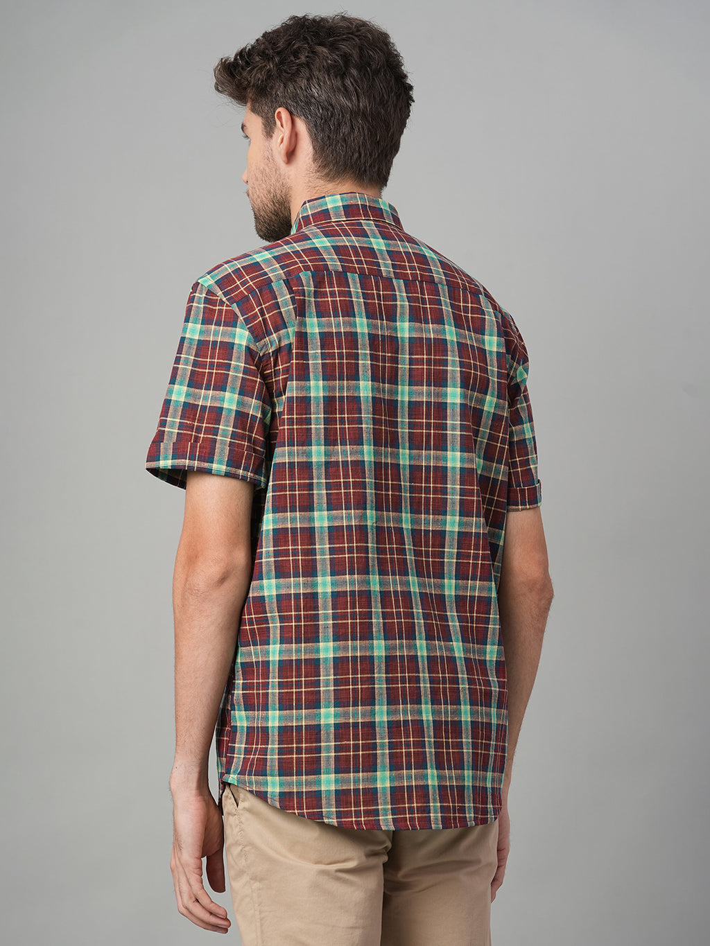 Men's Cotton Linen Regular Fit Shirt Red