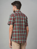 Men's Cotton Linen Regular Fit Shirt Red