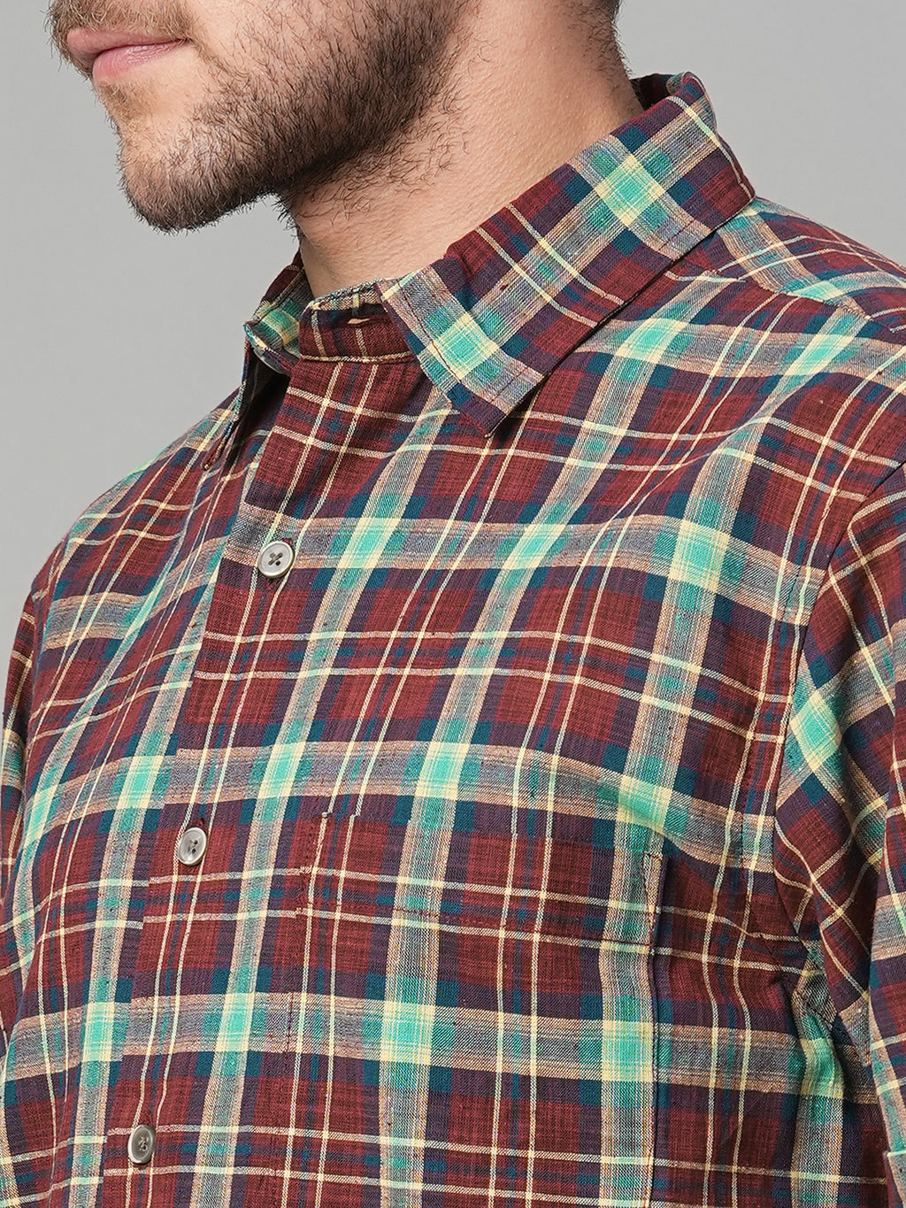Men's Cotton Linen Regular Fit Shirt Red