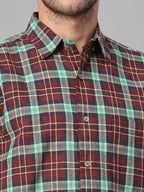 Men's Cotton Linen Regular Fit Shirt Red