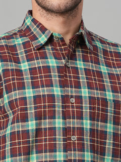 Men’s Cotton Linen Regular Fit Shirt Red