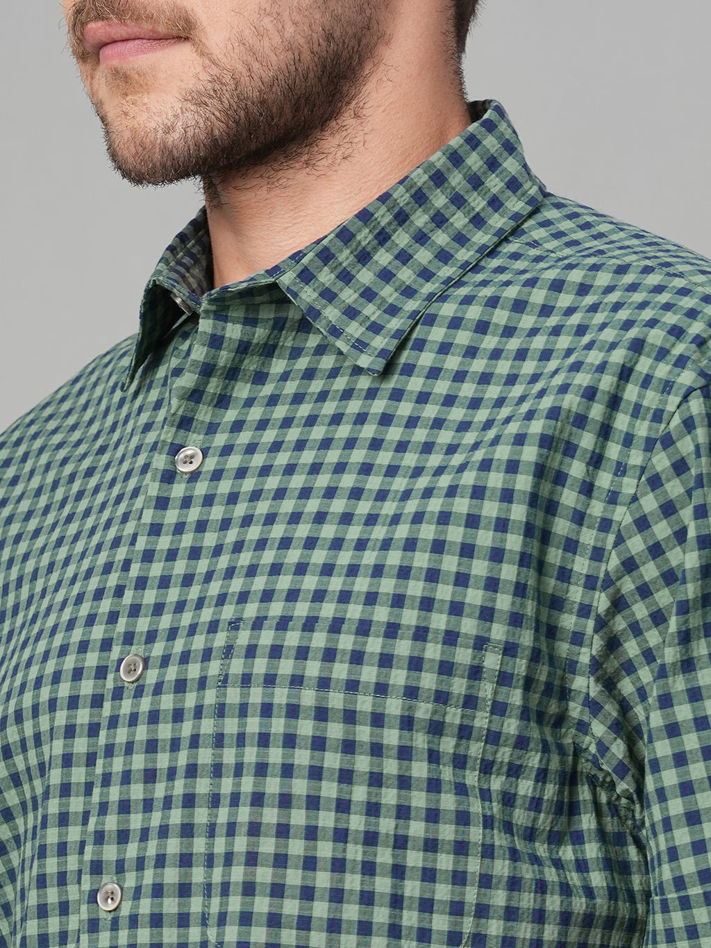 Men's Green Cotton Lycra Regular Fit Shirt