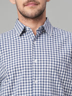 Men's Navy Cotton Lycra Regular Fit Shirt