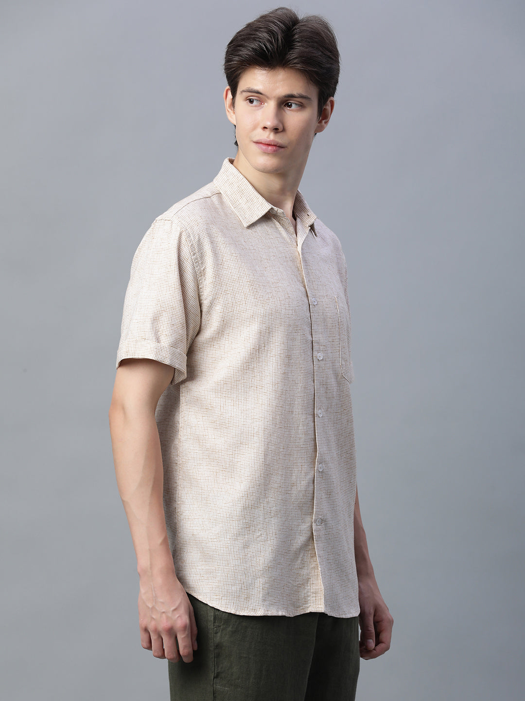 Men's Khaki Cotton Excel Regular Fit Shirt