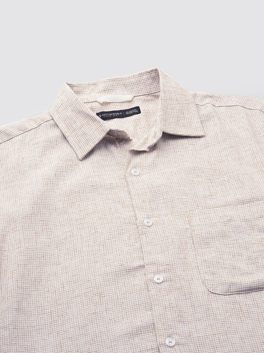 Men's Cotton Excel Regular Fit Shirt Khaki