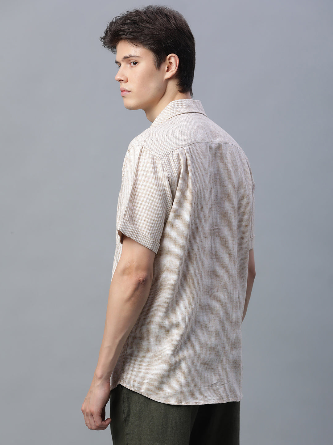 Men's Khaki Cotton Excel Regular Fit Shirt