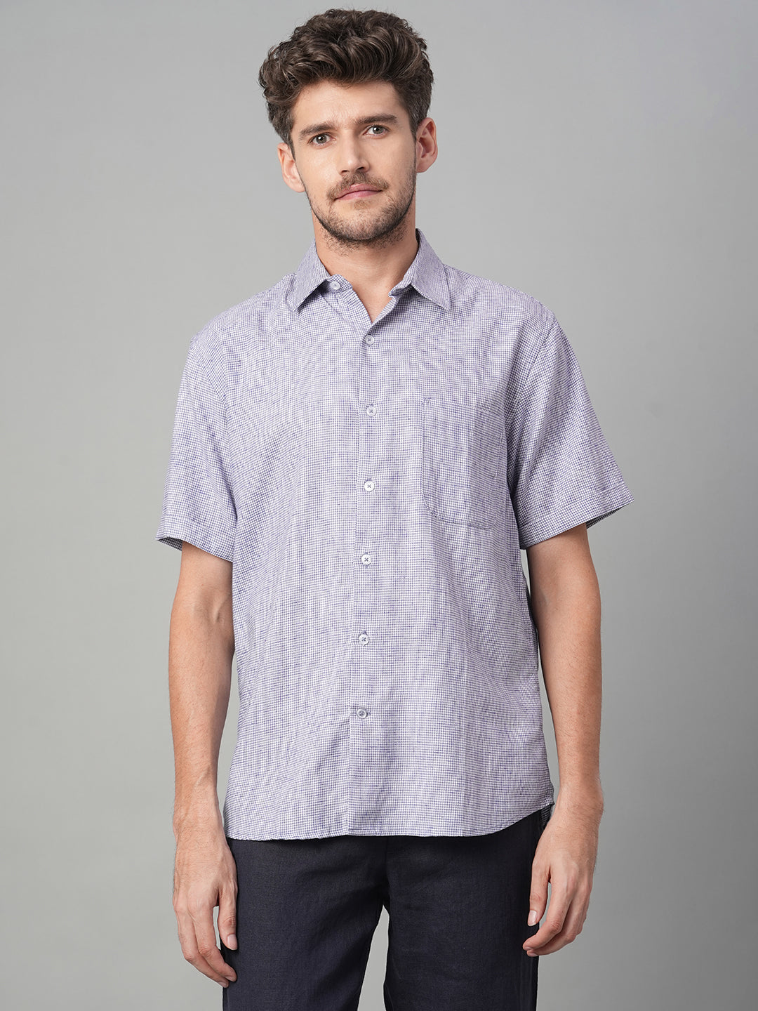 Men's Navy Cotton Excel Regular Fit Shirt