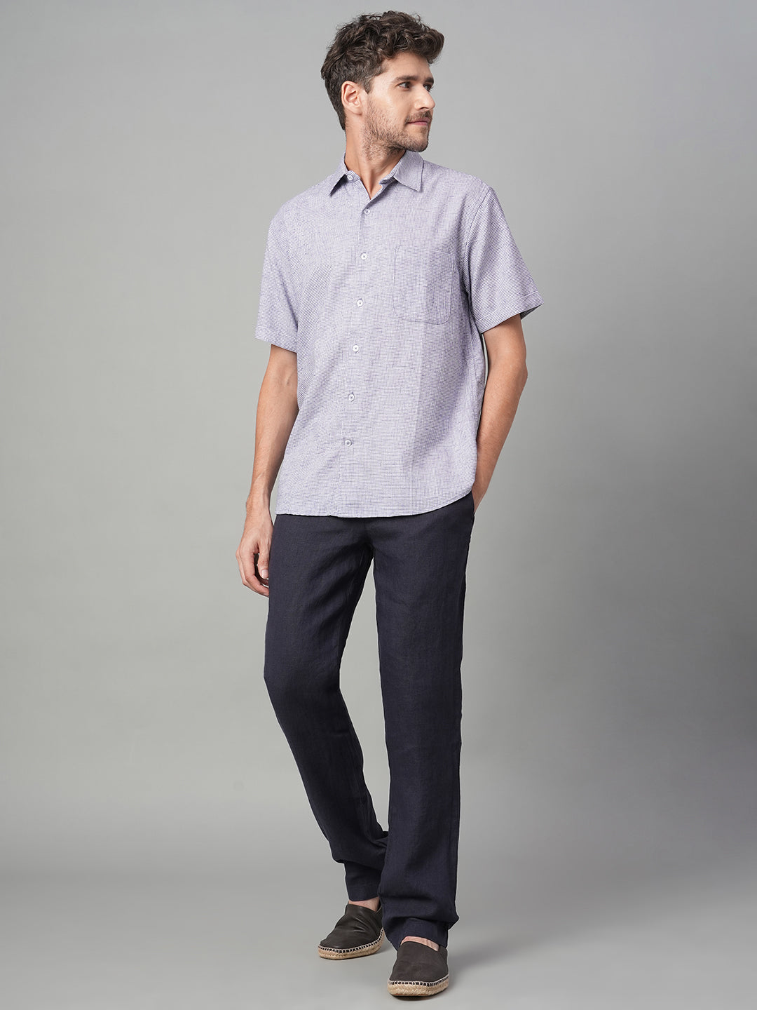 Men's Navy Cotton Excel Regular Fit Shirt