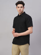 Men's Black 100% Cotton Regular Fit Shirt