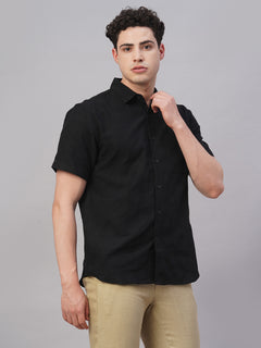 Men’s Cotton Regular Fit Short Sleeve Shirt Black