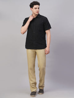Men’s Cotton Regular Fit Short Sleeve Shirt Black