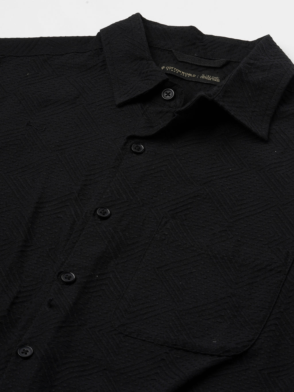 Men's Black 100% Cotton Regular Fit Shirt