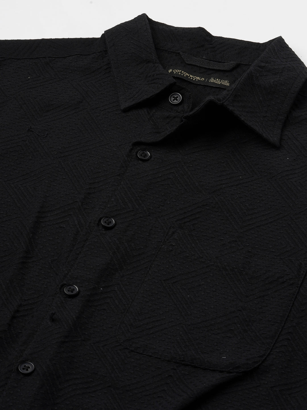 Men's Black 100% Cotton Regular Fit Shirt