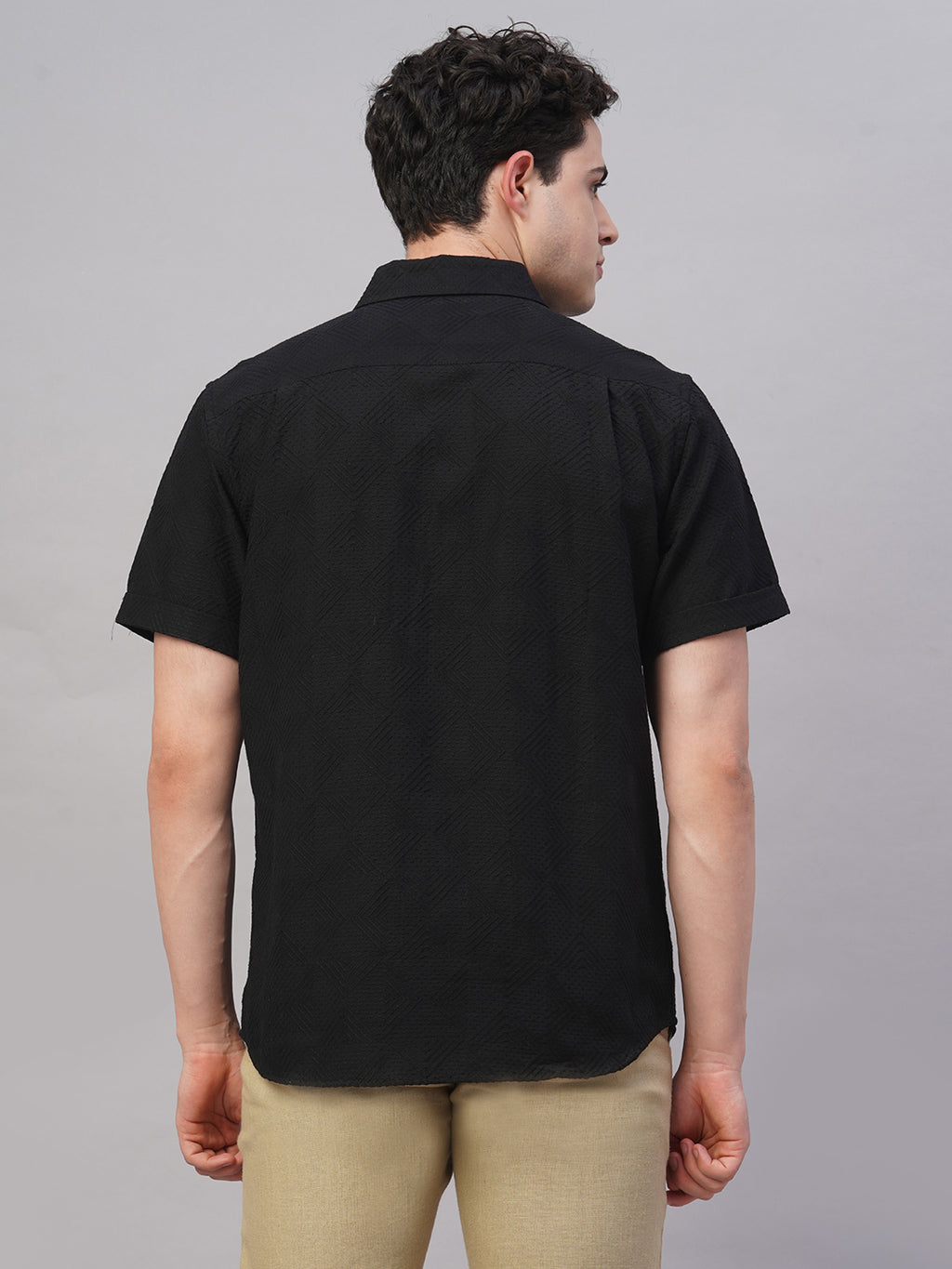 Men's Black 100% Cotton Regular Fit Shirt