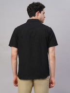 Men's Black 100% Cotton Regular Fit Shirt