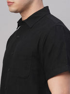 Men's Black 100% Cotton Regular Fit Shirt